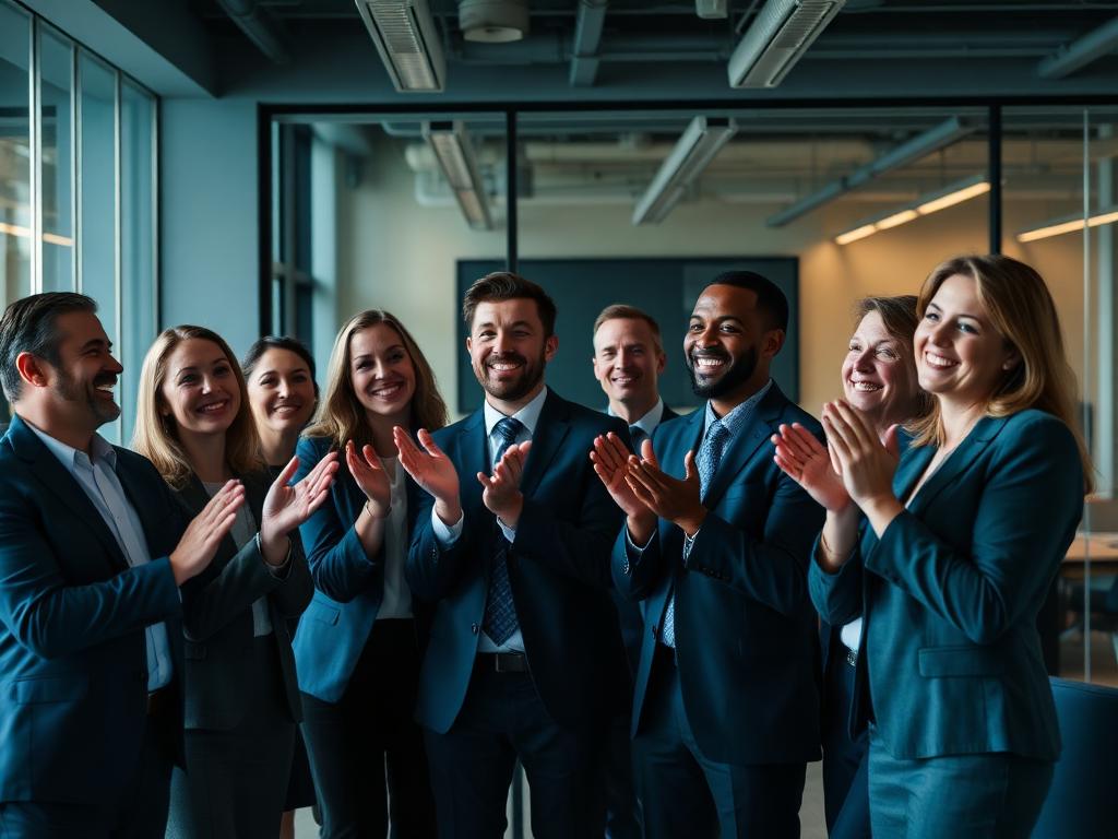 High-performing executive team celebrating a success milestone