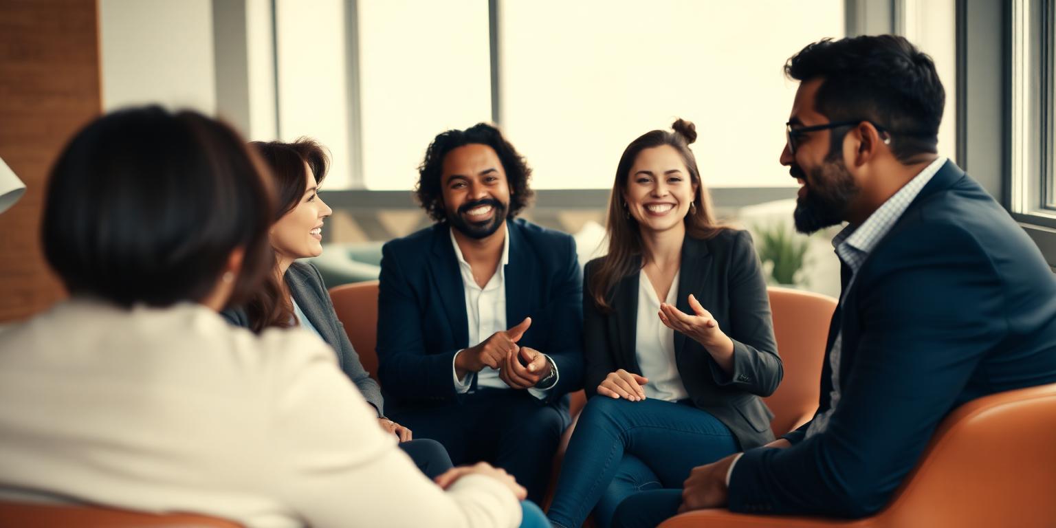 Engaging public speaking session with professionals in a discussion circle